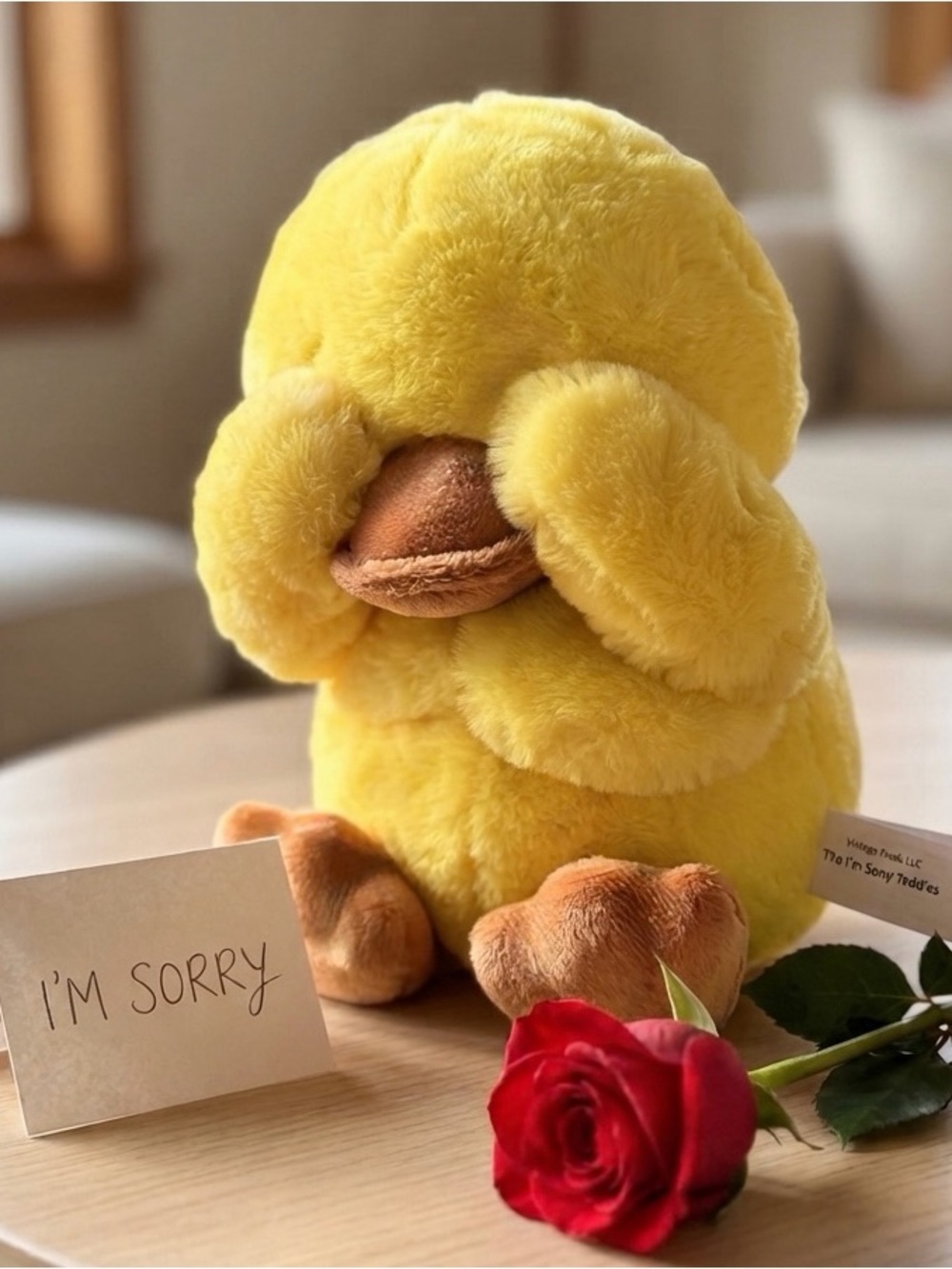 NWOT Gift Sorry I Ducked Up Yellow Plush Duck Pet Toy Plushy Unisex Teddies Girl